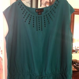 Lane Bryant 18/20 Teal Cutout Top with Peplum Hem